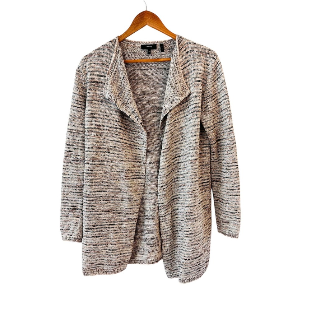 Theory Darcian Open Front Cardigan‎ Sweater Womens Size M Neutral Boho Luxe